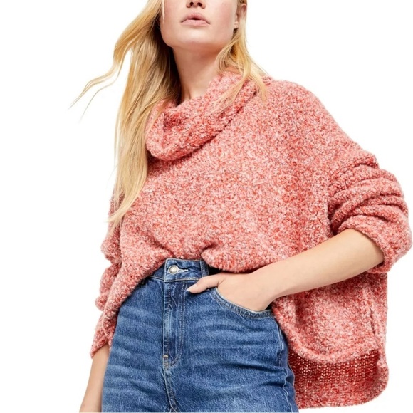 NWT Free People BFF Cowl Neck Sweater Scarlet Flame S - Picture 3 of 10